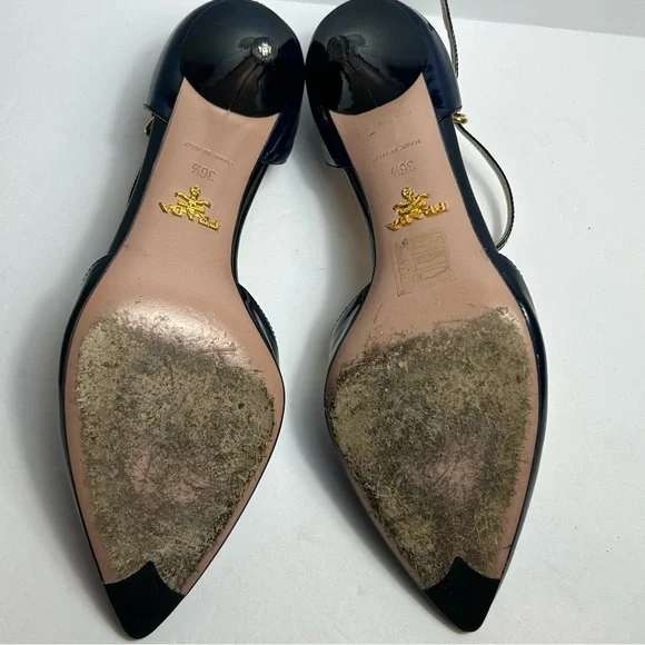 Prada Pointed Toe Kitten Heels Blue Size 36.5 US 6.5 - Picture 9 of 13